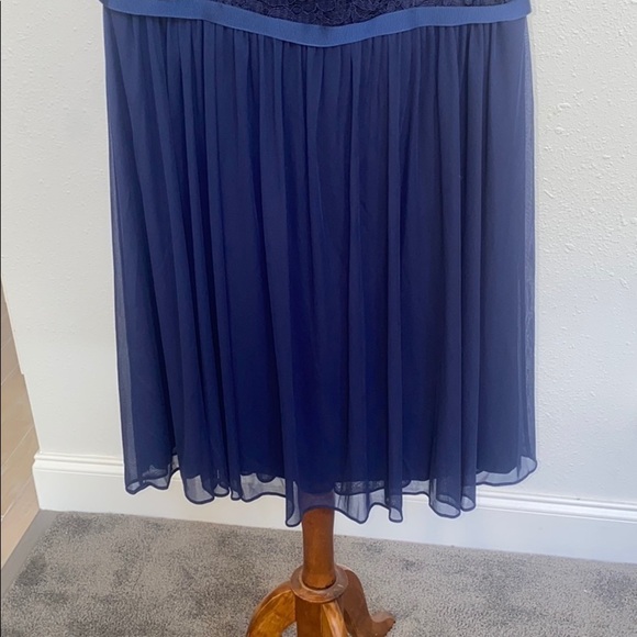 Navy Cap Sleeve David’s Bridal Bridesmaids Dress - Picture 9 of 16